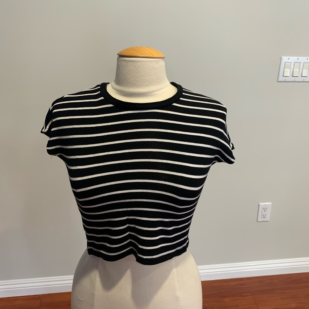 Zara Striped Black White Crop Top Summer